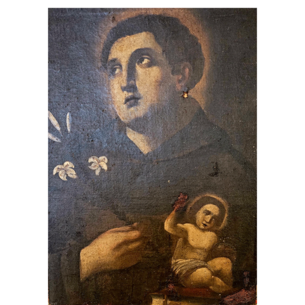 OLIO SU TELA (RINTELATO) - S. ANTONIO CON BAMBINO